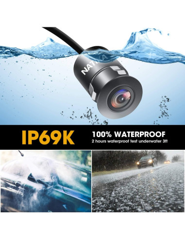 Cámara de visión trasera NATIKA WD-012 HD 720P impermeable