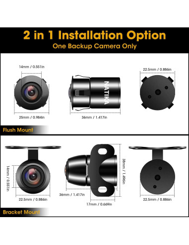 Cámara de visión trasera NATIKA WD-012 HD 720P impermeable