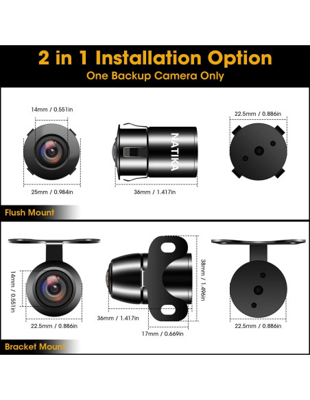 Cámara de visión trasera NATIKA WD-012 HD 720P impermeable