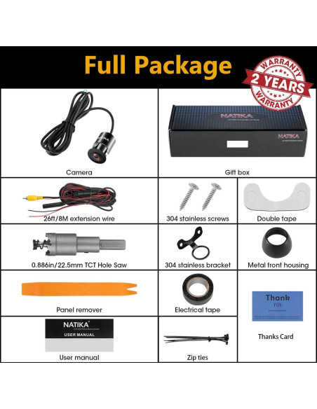 Cámara de visión trasera NATIKA WD-012 HD 720P impermeable