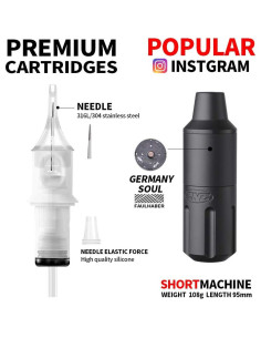 Máquina de Tatuaje Rotativa Hawink Short Pen + 40 Agujas 2