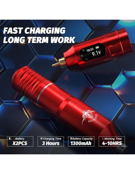 Kit de Máquina de Tatuaje Inalámbrica Ybeauty 45 Piezas Rojo Kit de Máquina de Tatuaje Inalámbrica Ybeauty 45 Piezas Rojo