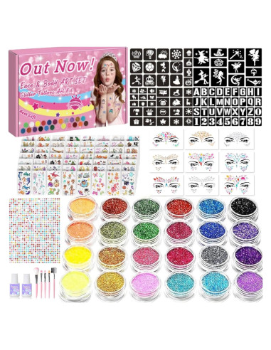 Kit de Tatuajes Temporales de Brillo Wxfhtda para Niños 1008 Pcs