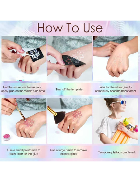 Kit de Tatuajes Temporales de Brillo Wxfhtda para Niños 1008 Pcs