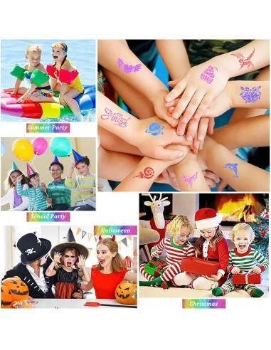 Kit de Tatuajes Temporales de Brillo Wxfhtda para Niños 1008 Pcs