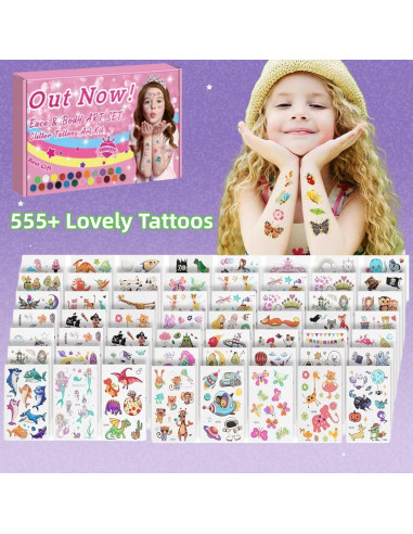 Kit de Tatuajes Temporales de Brillo Wxfhtda para Niños 1008 Pcs