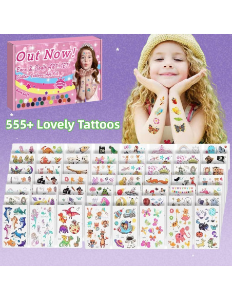 Kit de Tatuajes Temporales de Brillo Wxfhtda para Niños 1008 Pcs
