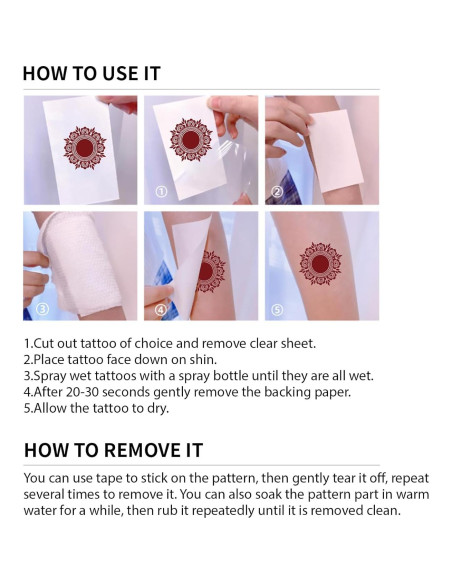 10 Hojas Tatuajes Temporales de Henna FUNTATTOO Marrón