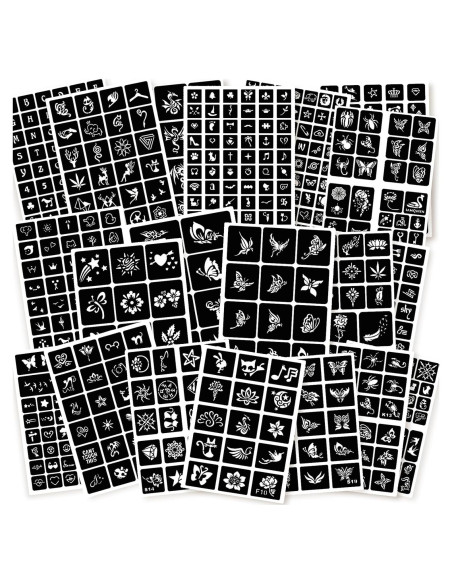 Kit de Plantillas de Tatuajes Temporales ChurlChurl 575pcs