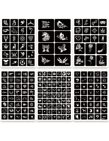 Kit de Plantillas de Tatuajes Temporales ChurlChurl 575pcs