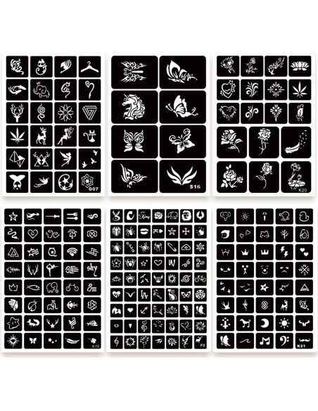 Kit de Plantillas de Tatuajes Temporales ChurlChurl 575pcs