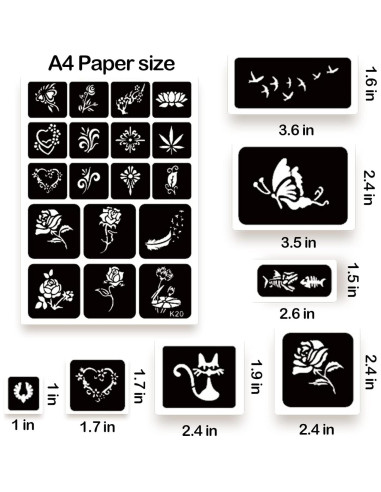 Kit de Plantillas de Tatuajes Temporales ChurlChurl 575pcs