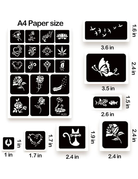 Kit de Plantillas de Tatuajes Temporales ChurlChurl 575pcs