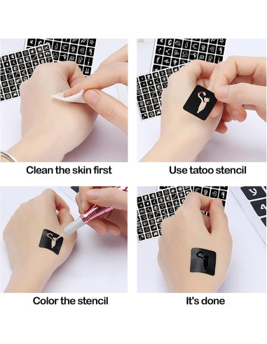 Kit de Plantillas de Tatuajes Temporales ChurlChurl 575pcs