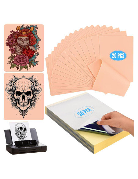 Kit de Práctica de Tatuaje KXCOFTXI - 20 Pieles + 50 Papeles A4
