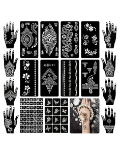 Plantillas de Tatuajes Temporales Koogel - 18 Hojas de Henna