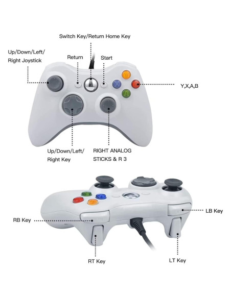 Gamepad USB con Cable USonline911 para Xbox 360 y PC
