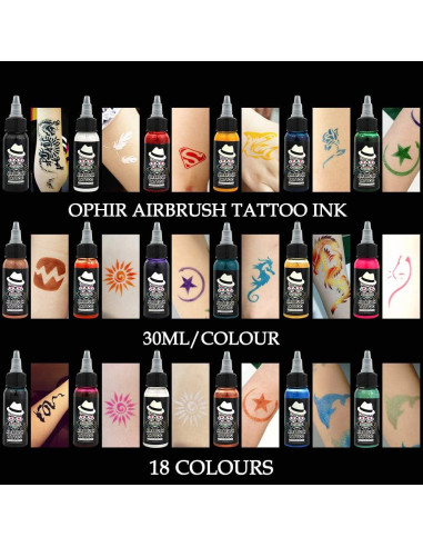 Tinta de Tatuaje Temporal OPHIR 30ML para Aerógrafo Azul