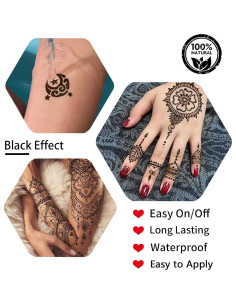 Kit de Tatuajes Temporales Yomagine - 5 Tintas 10ml + 59 Plantillas 2