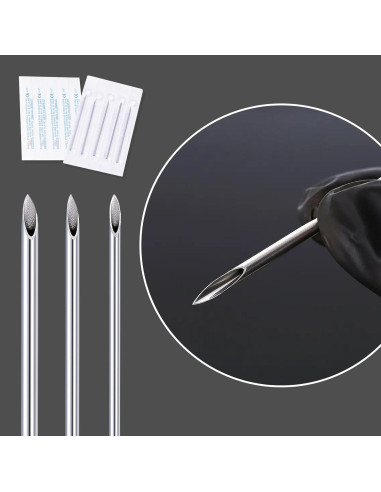 14 Agujas de Piercing Estériles DJCIW Acero Inoxidable Mixto