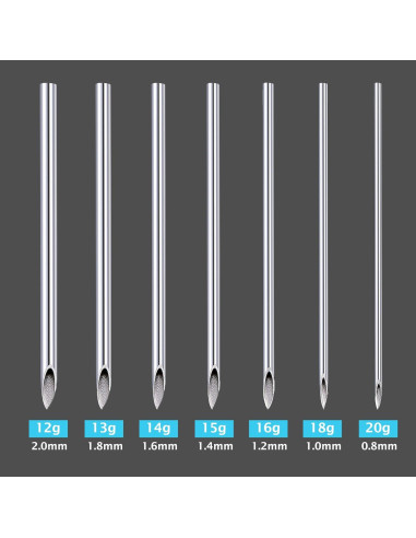14 Agujas de Piercing Estériles DJCIW Acero Inoxidable Mixto