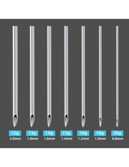 14 Agujas de Piercing Estériles DJCIW Acero Inoxidable Mixto