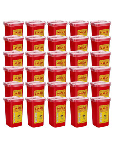 30 Contenedores de Desechos Cortantes Chumia 1 Quart Rojo