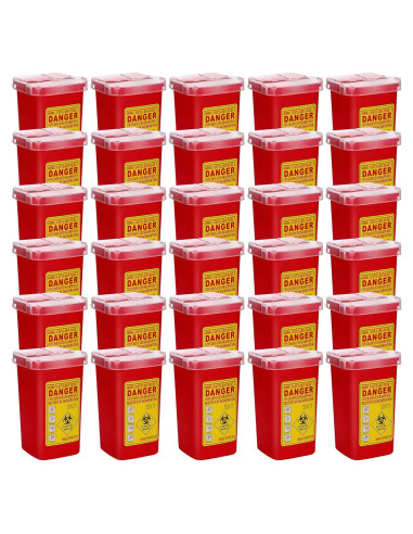 30 Contenedores de Desechos Cortantes Chumia 1 Quart Rojo
