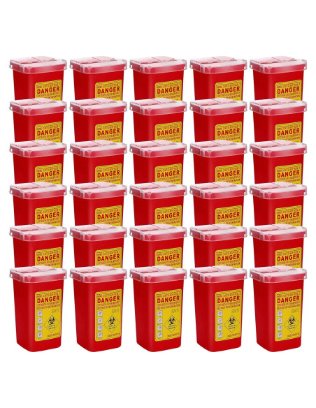 30 Contenedores de Desechos Cortantes Chumia 1 Quart Rojo