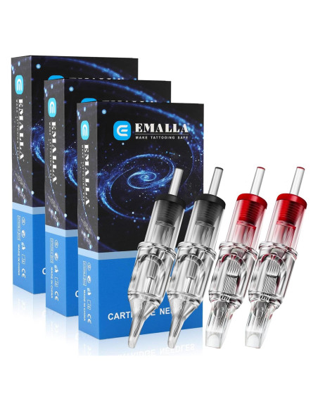 Agujas de Cartucho para Tatuaje Emalla 60Pcs Tamaños Mixtos