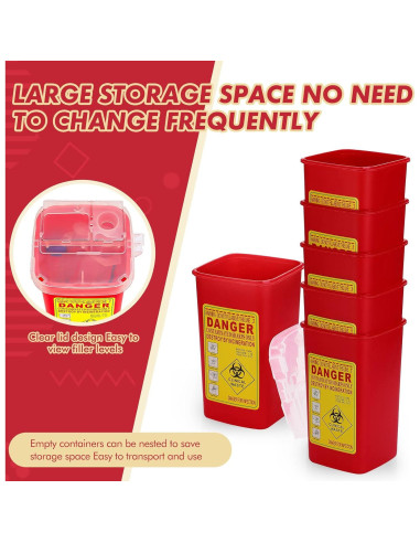 30 Contenedores de Desechos Cortantes Chumia 1 Quart Rojo