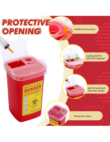 30 Contenedores de Desechos Cortantes Chumia 1 Quart Rojo