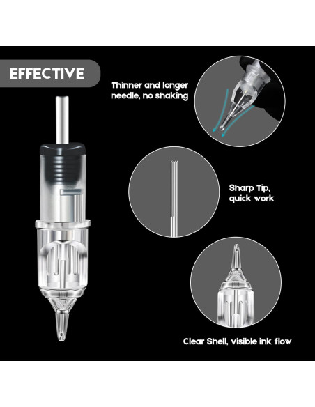 Agujas de Cartucho para Tatuaje Emalla 60Pcs Tamaños Mixtos