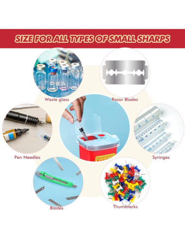 30 Contenedores de Desechos Cortantes Chumia 1 Quart Rojo