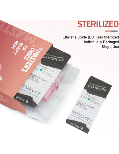 20 Agujas de Cartucho Tatuaje Desechables PMUBEAUTY 0.3mm