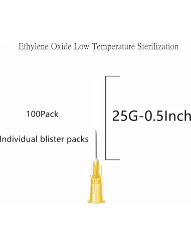 Aguja desechable Luer Lock XUONFEE 100Pack 25G 1.27cm