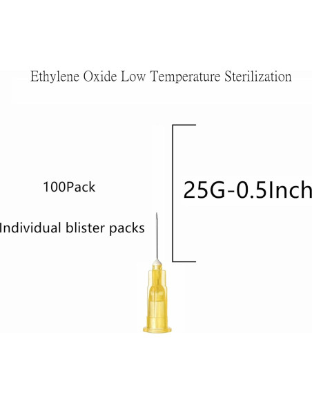 Aguja desechable Luer Lock XUONFEE 100Pack 25G 1.27cm