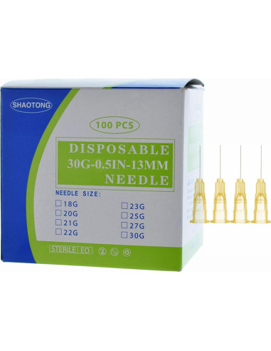 Agujas estériles desechables SHAOTONG 30G 1.27cm 100 unidades