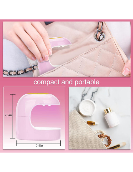 Lámpara UV LED para Uñas MEKK 18W Mini Portátil Rosa