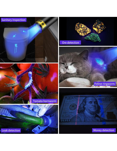 Linterna UV Recargable 365nm WMCODMW Mini Luz Negra Portátil