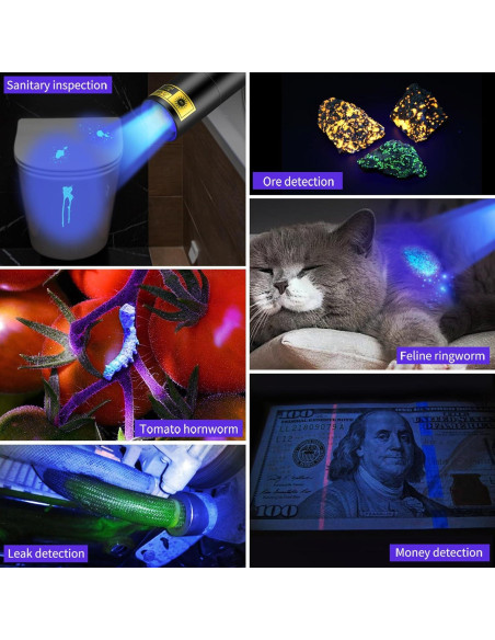 Linterna UV Recargable 365nm WMCODMW Mini Luz Negra Portátil Linterna UV Recargable 365nm WMCODMW Mini Luz Negra Portátil