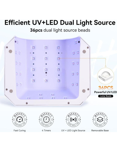 Lámpara de Uñas UV LED Makartt Aurora 36W Recargable