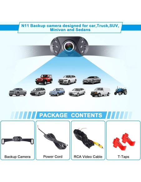 Cámara de Respaldo HD Rohent N11 - 170 Ángulo Amplio, IP69K