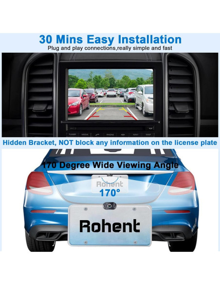 Cámara de Respaldo HD Rohent N11 - 170 Ángulo Amplio, IP69K