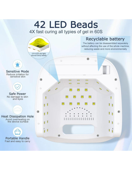 Lámpara UV LED Inalámbrica NAILGIRLS 60W Recargable para Uñas
