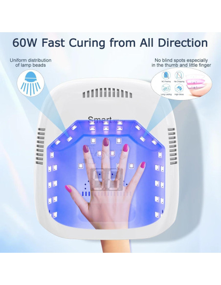 Lámpara UV LED Inalámbrica NAILGIRLS 60W Recargable para Uñas