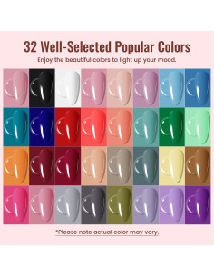 Kit de Esmalte de Uñas JODSONE 32 Colores con Luz UV 2
