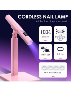 Mini Lámpara UV LED para Uñas MUCOOS Rosa, Curado Rápido 2