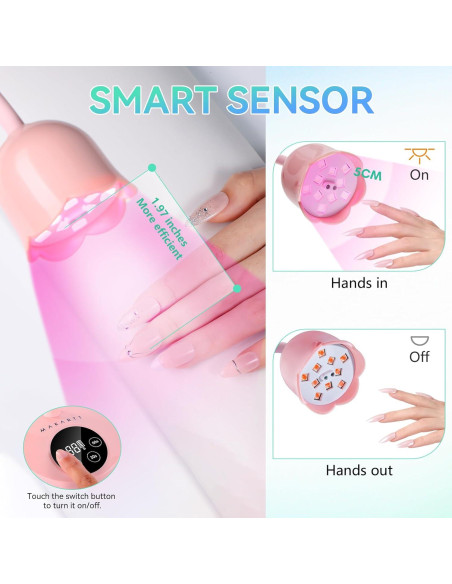 Lámpara UV LED Makartt Rosa 30W Portátil con Sensor Automático