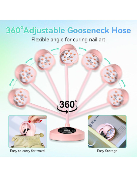 Lámpara UV LED Makartt Rosa 30W Portátil con Sensor Automático